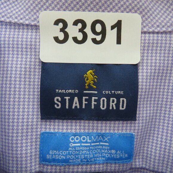 Stafford* Men's Long Sleeve Button Down Curved Hem Pocket Dress‎ Shirt~ Large - Picture 3 of 12